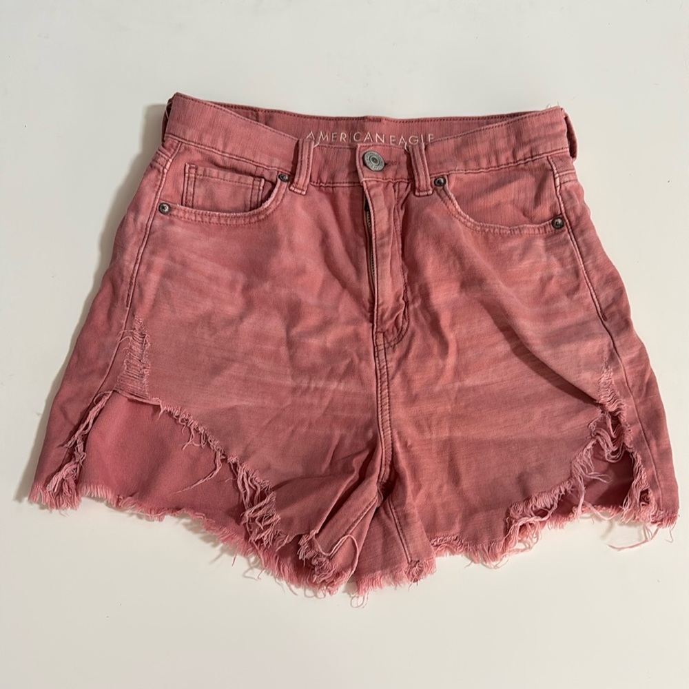 American Eagle AE Women's Highest Rise Mom Shorts Size 4 Washed Brick Distressed